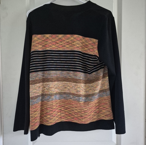Misook Petite Black Orange Print Cardigan Sweater - Picture 4 of 4